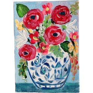 5x7” Original Acrylic Floral Painting